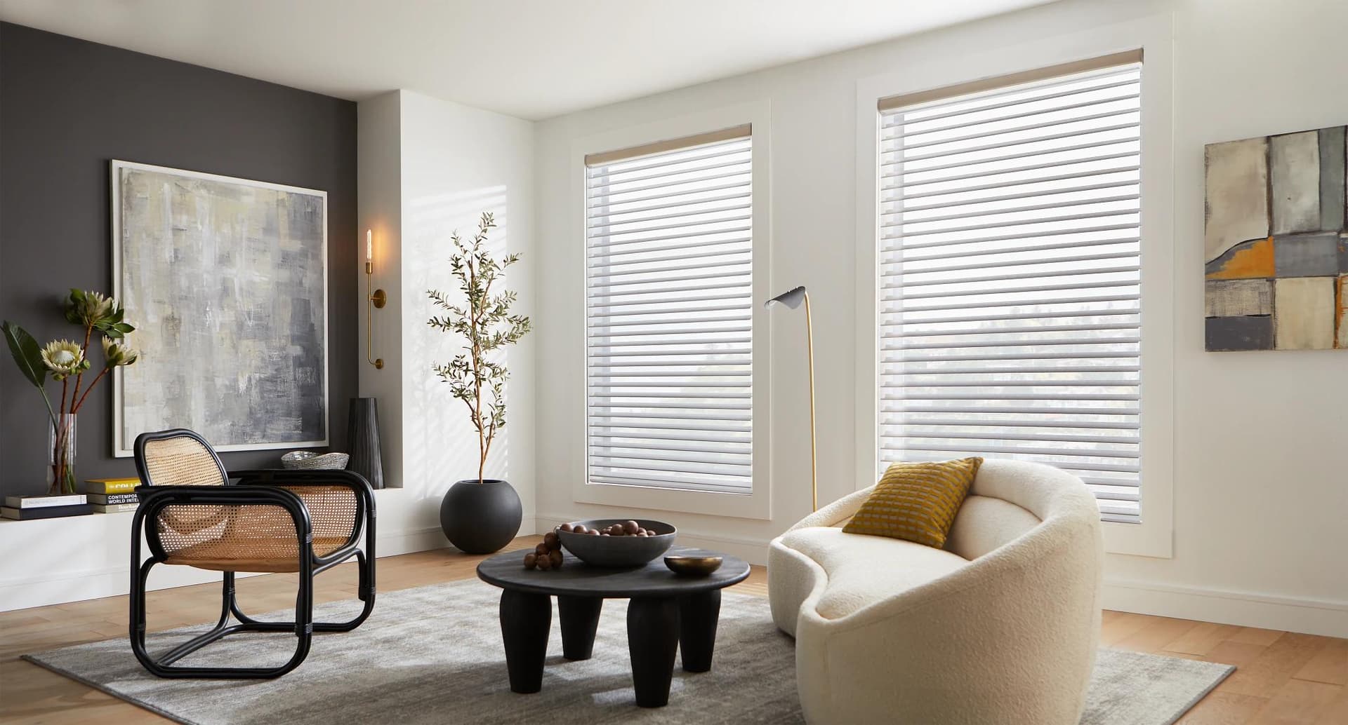 Soft sheer shadings preserving the view while cutting glare